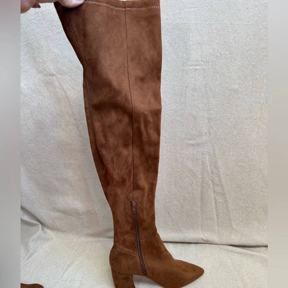 Steve Madden Women's Over the Knee Nifty Boots Brown Faux Suede Size 7M
